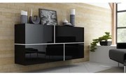 Comoda GOYA, negru/negru lucios/alb, 170x40x80 cm