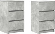 vidaXL Noptiere cu 3 sertare 2 buc Beton Gri 39x35x65 cm