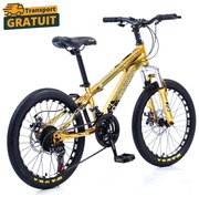 Bicicleta Caraiman, roti 24 inch, cadru otel, frane pe disc, galbena