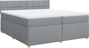 vidaXL Pat box spring cu saltea, gri deschis, 200x200 cm, textil