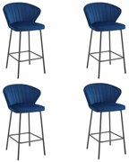 Set 4 Scaune Bar Kors Catifea Albastre