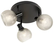 Spotlight de design negru cu sticlă fumurie 3 lumini rotund - Chico