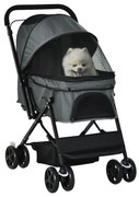 Carucior PawHut pentru Caini Pliabil Maner Reversibil Roti EVA Gri Design Modern | Aosom Romania