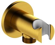 Suport rotund de duș cu cot de ieșire KFA Armatura 845-053-31 MOZA alamă/auriu