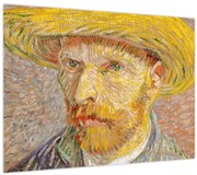 Tablou pe sticlă - Vincent van Gogh, Self-Portrait with a Straw Hat (The Potato Peeler), reproducere (70x50 cm)