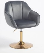 HR2055N Scaun Grafit din Catifea cu Bază Aurie