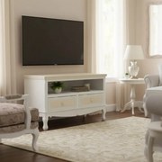 Comoda TV Jolyra din MDF, culoare naturala-alb antichizat, 100 x 42 x 61 cm