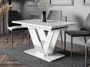 Masă sufragerie extensibilă Granger (Marmură Alb + lucios Alb) (pentru 2-6 persoane). 1105382