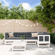 vidaXL Set mobilier relaxare grădină&amp;perne 6 piese alb lemn masiv pin