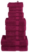 vidaXL Set de prosoape premium SOLUND, 12 piese, bordo, 600 g/m²