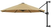 vidaXL Umbrelă soare montaj pe perete tijă metalică gri taupe 300 cm