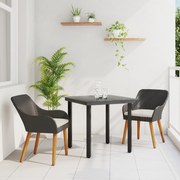 vidaXL Set de masă pentru grădină cu pernă 3 pcs Negru poliratan
