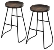 HOMCOM Set 2 Scaune de Bar Stil Industrial cu Design Ergonomic Maro 49.5x44x71 cm | Aosom Romania