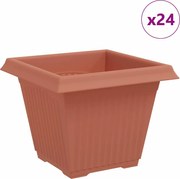 vidaXL Vază pătrată pentru flori 24 pcs Roșu cărămidă 38 x 38 x 30 cm