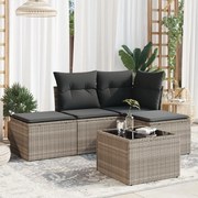vidaXL Set canapele de grădină cu perne, 5 piese gri deschis poliratan