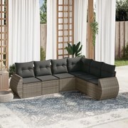 vidaXL Set mobilier grădină cu perne, 6 piese, gri, poliratan