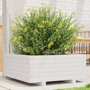 vidaXL Jardinieră de grădină, alb, 60x60x26,5 cm, lemn masiv de pin