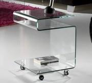 Masa din sticla curbata cu rotile -Clear side table- Glass 552522
