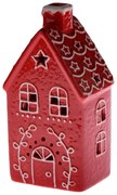 Casă din ceramică cu LED, 11,4 x 20,5 x 9,1 cm,roșu turtă dulce