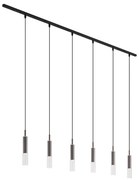 Sistem de iluminat pe șină modern negru cu 6 lămpi suspendate bronz închis monofazat - Slimline Loyce