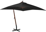 vidaXL Umbrelă suspendată cu stâlp, negru, 3x3 m, lemn masiv de brad