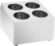 vidaXL Suport pentru tacâmuri, 4 inserții, oțel inoxidabil, pătrat