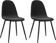 vidaXL Scaune de bucătărie, 2 buc., negru, catifea