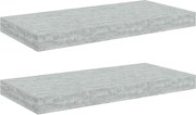 vidaXL Rafturi de perete suspendate 2 buc. gri beton 50x23x3,8 cm MDF