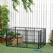 PawHut Tarc de Joacă pentru Animale, 6 Panouri din Oțel, Lungime Ajustabilă 82,5-150x61cm, Ideal pentru Interior/Exterior, Negru | Aosom Romania