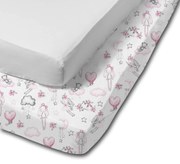 Set 2 cearceafuri din bumbac cu elastic roata pentru patut 120x60 cm Kidizi Grey Fairy Clouds