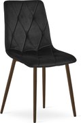 Scaun Bucatarie/Dining Fido ,Finisaj Lemn Culoare Nuc, Catifea Neagra