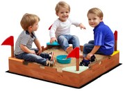 AIYAPLAY Lădiță Nisip Castel Copii Scaune 90x90x17 Maro | Aosom Romania