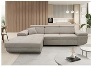 Canapea colțar extensibilă L CASTELO, cu spațiu de depozitare, stânga, gri