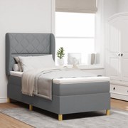vidaXL Pat cu saltea cu arcuri Gri închis 90x190 cm Gri deschis