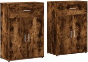 vidaXL Comode, 2 buc., stejar fumuriu, 60x30x84 cm, lemn compozit