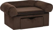 vidaXL Canapea pentru câini, cu sertar, maro, 75x50x38 cm, pluș