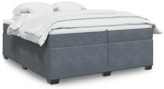 vidaXL Pat box spring cu saltea, gri închis, 200x200 cm, catifea