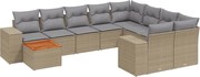 vidaXL Set canapele de grădină cu perne, 10 piese, bej, poliratan