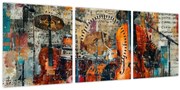Tablou - Instrumente muzicale (cu ceas) (90x30 cm)