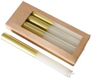 Set 4 lumanari, 
 alb cu baza aurie