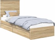 vidaXL Pat cu storage Stejar Sonoma 75 x 190 cm Lemn compozit