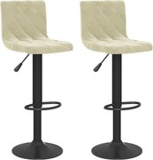 vidaXL Scaune de bar, 2 buc., crem, catifea