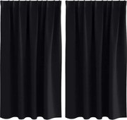 vidaXL Perdele Opaque cu Inel 2 pcs Negru 140 x 140 cm Poliester