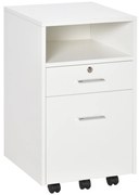 Vinsetto Dulap cu Sertare Blocabile, 2 Chei Incluse, cu 5 roti cu rotatie la 360°, Spațiu Optimizat, Alb | Aosom Romania