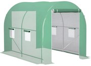 Outsunny Seră de Grădină Tunnel Suprafață Sol 6 m² cadru Tubular consolidat Ușă cu fermoar 4 ferestre rulabile Verde | Aosom Romania