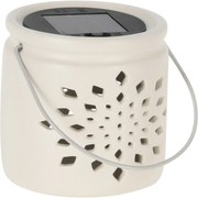 Felinar solar Darena gri, 9,2 x 9 x 11 cm ,porțelan