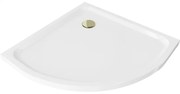 Mexen Flat cadă de duș semirotundă slim 70 x 70 cm, albă, sifon auriu - 41107070G