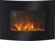 HOMCOM Șemineu Electric de Perete 900/1800W Încălzire cu Efect de Flacără 3D Reglabil, Șemineu Electric cu Lumină LED în 7 Culori, Telecomandă, Temporizator și Termostat, 30 m², Negru | Aosom Romania