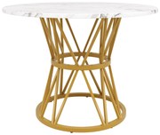 Masă rotundă pentru 4 persoane, Alb+Auriu | Aosom Romania