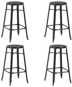 vidaXL Scaune de bar, 4 buc., negru, plastic